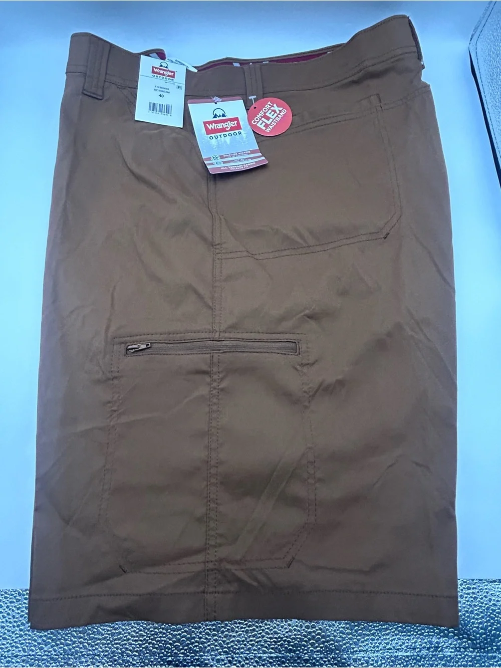 Wrangler Brown Outdoor Cargo Shorts with Flex Waistband